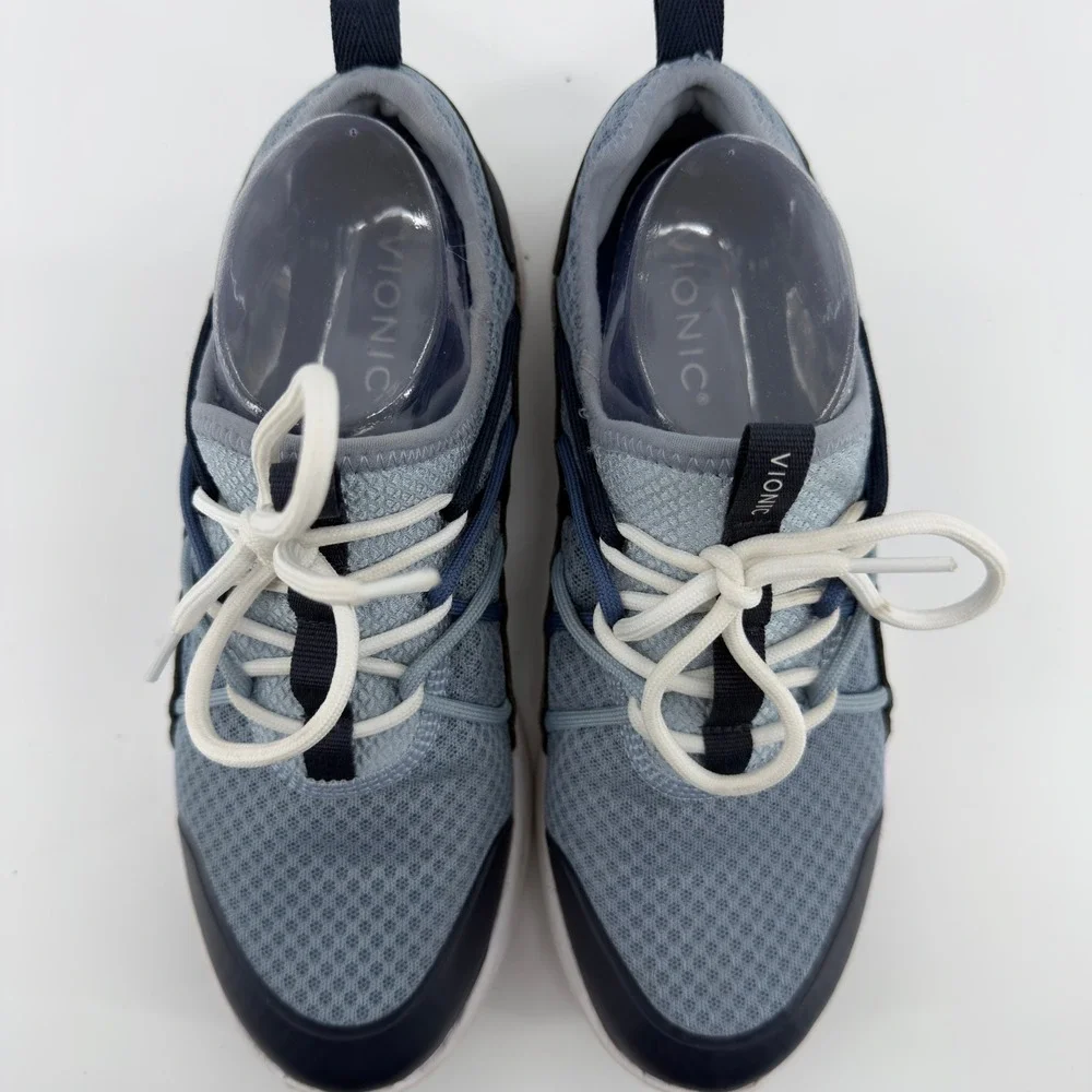 Vionic Zeliya Womens 8.5‎ Grey Navy Blue Mesh Orthotic Walking Sneakers Shoes